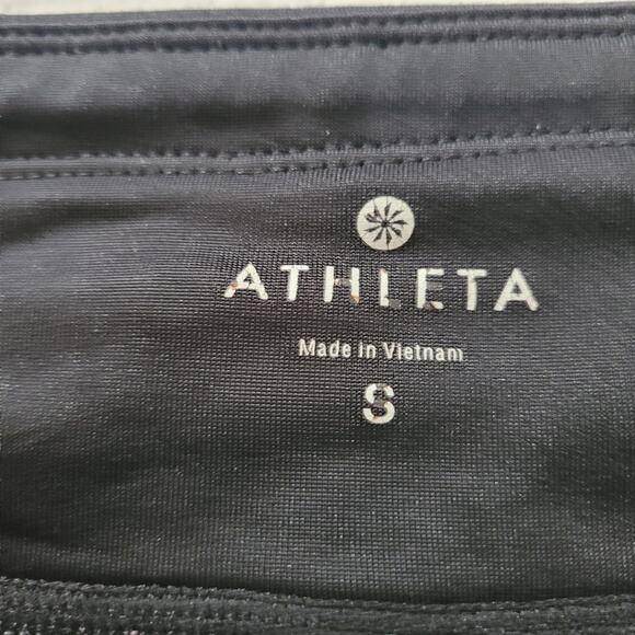 Athleta Size S Black Zip Hem Chatarunga Tights Leggings Activewear Run Tight - Picture 5 of 8